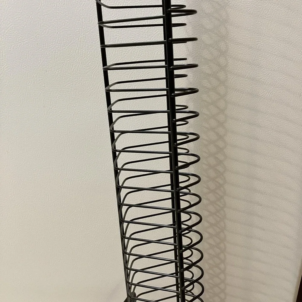 Vintage Black Metal Wire DVD Storage Rack Tower Free Standing 40 Capacity